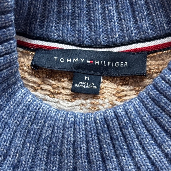 Tommy Hilfiger Half Snowflake Raglan Sweater - Blue with Tan Details Siz… - Picture 7 of 9